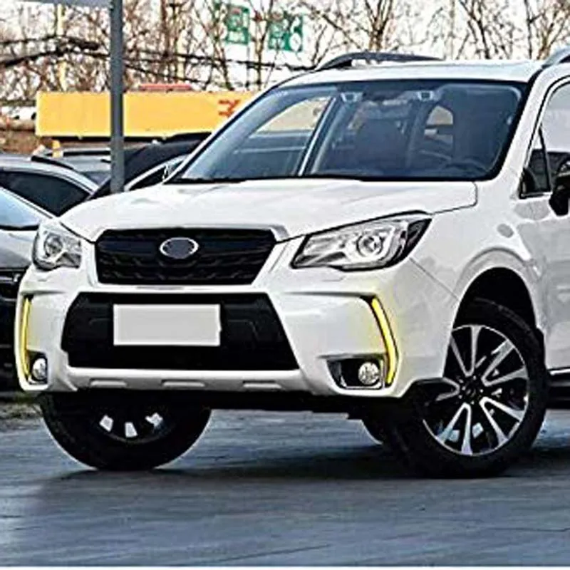 DRL для Subaru Forester поворотники 2013 Автомобильные дневные Бег светильник 12V белого и желтого цвета противотуманная фара Дневной светильник s
