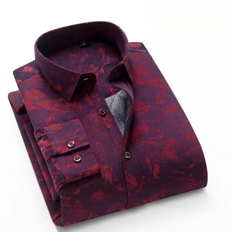 Зима Осень модные мужские теплые рубашки с длинными рукавами Camisa, дышащие удобные однобортные рубашки с отложным воротником