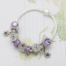 DIY BraceletCharming фиолетовый женский браслет Шарм браслет подарки для девочки