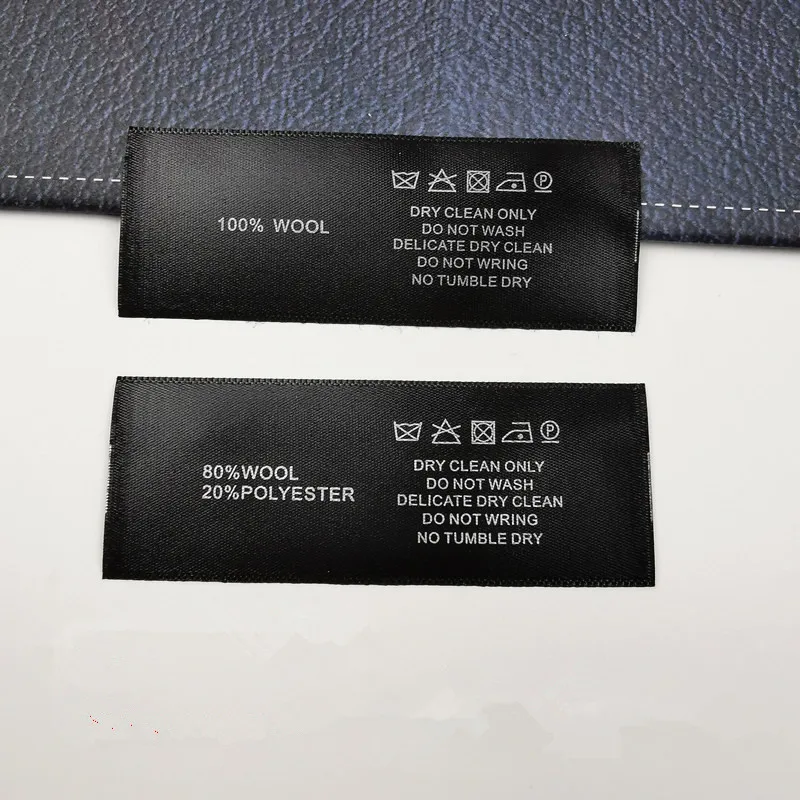 100pcs 100%WOOL stock sale soft black satin silk-screen printing care label ribbon cloth washing tag | Дом и сад