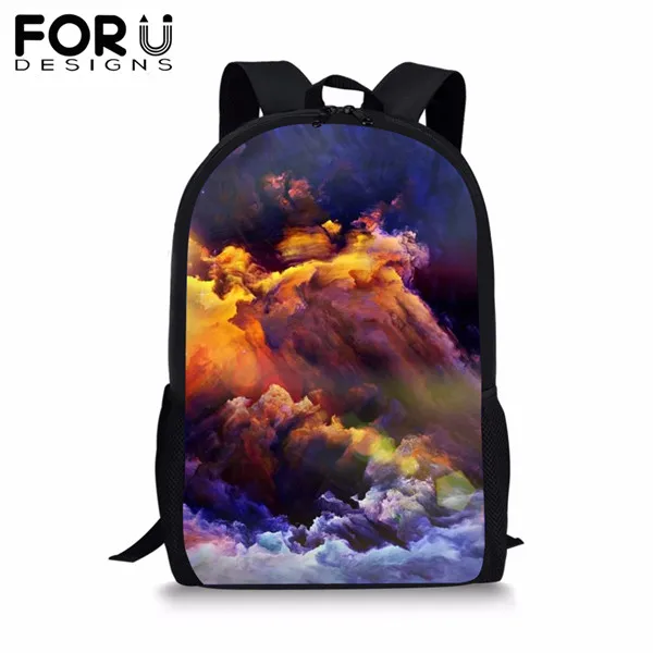 FORUDESIGNS/16 Дюймов школьная сумка для подростка, студента, Красочный Облако, дизайнерский рюкзак, Книжная сумка для мальчиков и девочек, ранец, рюкзак Mochila - Цвет: CDGX1373C