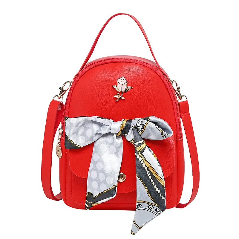 

2019 Autumn And Winter Korean-style Women's Backpack Cool Silk Scarves Bow Multi-functional Shoulder Mobile Phone School Bag Fas