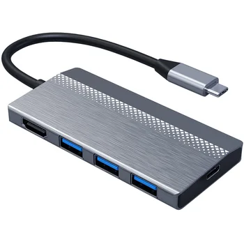 

For Computer Peripherals 1pc Portable 5-in-1 Type-C to HDMI Output USB 3.0 PD Charging Port Hub Adapter Pohiks