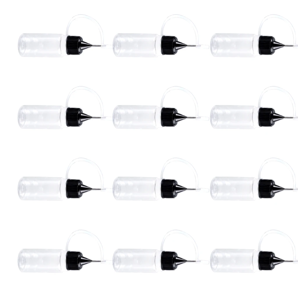 Hobby Model Tool - 12 Pieces - Squeezable Dropper Needle Tip Bottle - 10ml