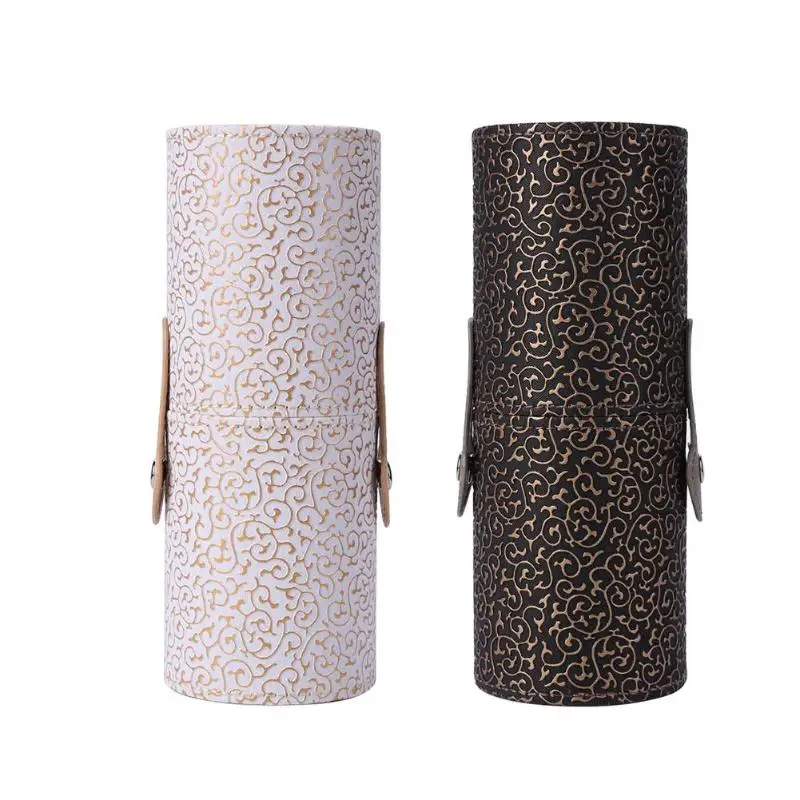 

Elegant PU Leather Makeup Brush Holder Portable Travel Cosmetic Pens Storage Organizer Cup With Buckle