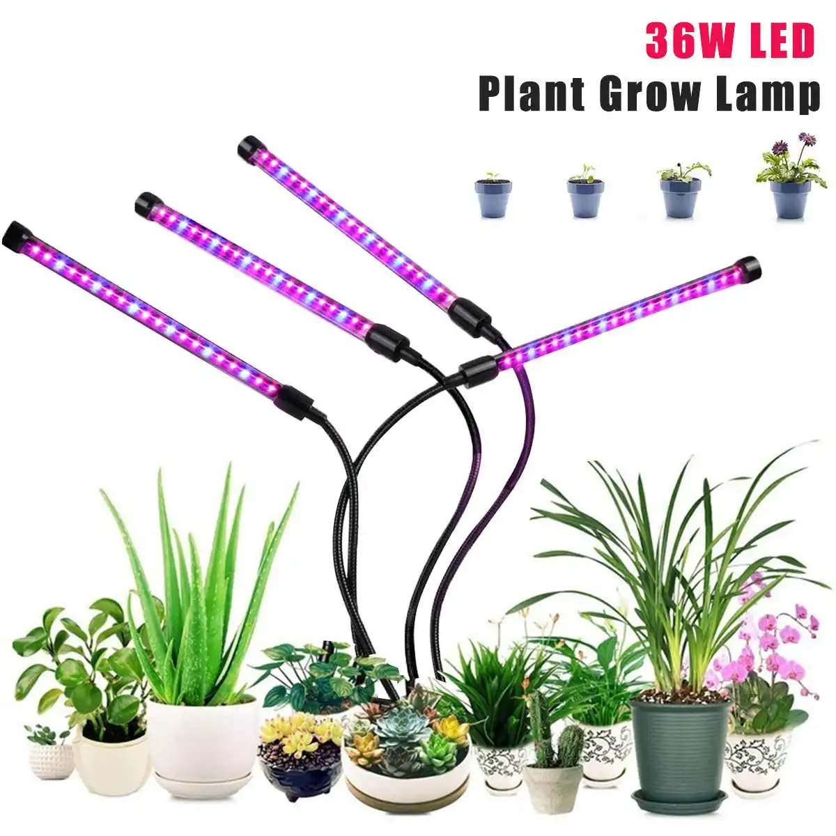 Светодиодный светильник для выращивания растений, 36 Вт, 5 В, с затемнением, для роста растений в помещении, растительный цветок, растение, USB, мощность, полный спектр, лампа для выращивания растений