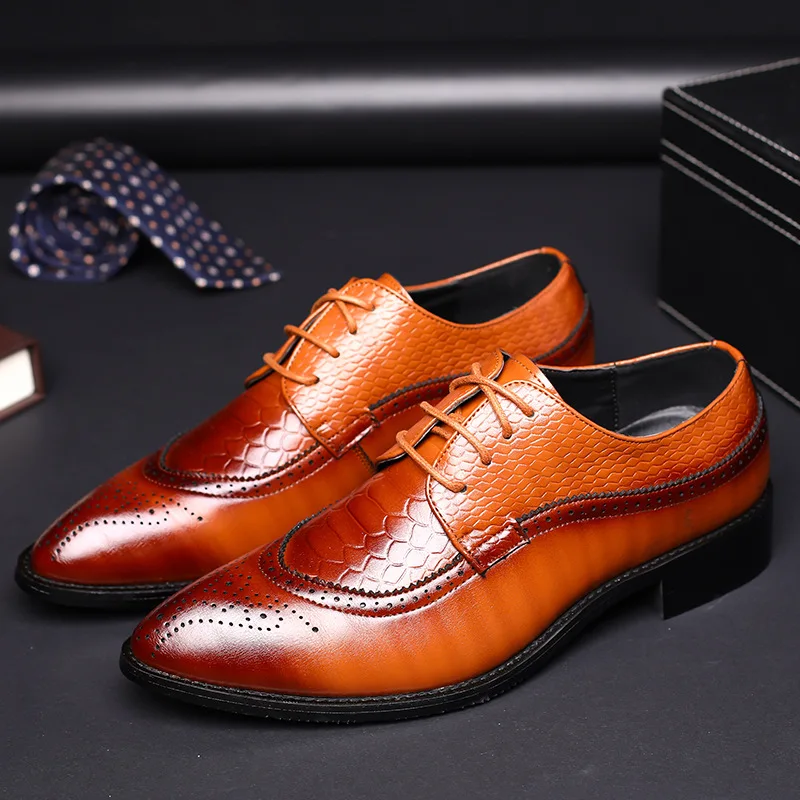 

Classics Mature Men's Formal Dress Shoes PU Oxfords Shoes Pointed Toe Slip-On Low Business Wedding Shoes
