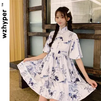 

Summer Chinese Style Gothic Lolita Dress Harajuku Street Fashion Cross Cosplay Female Bow Dress Japanese Soft Sister Style Dress