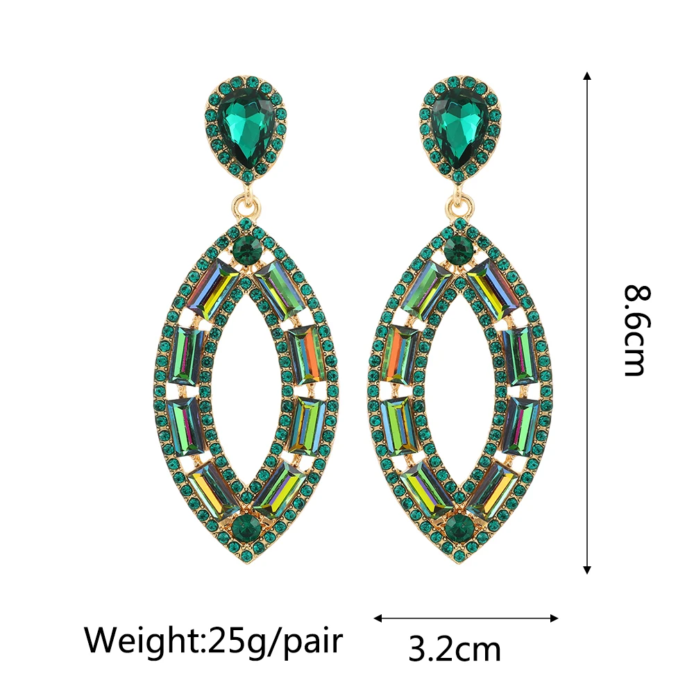 Ztech New Green Series Set Earrings Designer Jewelry Crystal Tassel Za Accessories Handmake Statement Bijoux Pendientes Brincos
