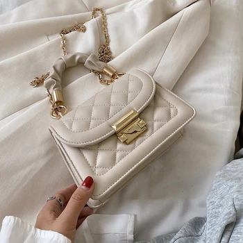 

Mini Simple PU Leather Tote Bags For Women 2020 Solid Color Chain Lock Shoulder Handbags Female Travel Fashion Crossbody Bag