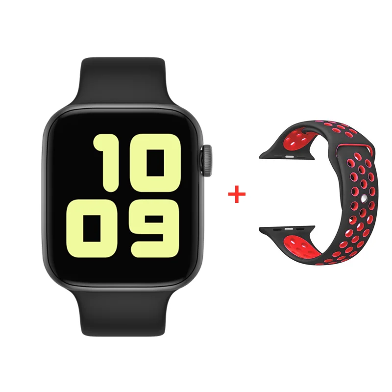Black and strap Умные часы IWO 8 PRO T5 со сменным ремешком, серия 4 iw8, умные часы, пульсометр, кровяное давление, спортивные часы для IOS, Android, PK, W34 - Цвет: Black and strap