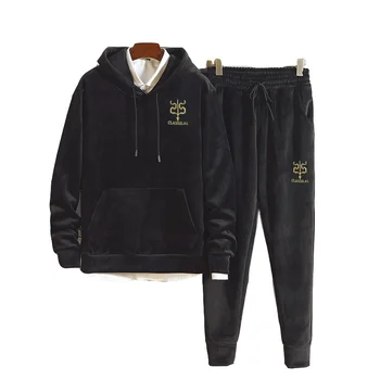 

Men's Velour Velvet Sport Sweatshirt Tracksuit Track Suit Outwear 2PC Jacket Coat Pants Trousers Sets Outfits