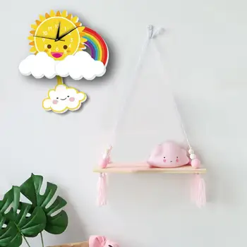 

Colorful Cloud Rainbow Sun Arabic Numerals Decorative pendulum clock Silent Wall Clock for Home Kids Bedroom Decor Wall clock