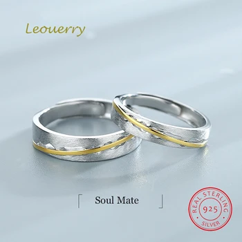 

Leouerry Original Soul Mate Love Couple Ring 925 Sterling Silver Gold Line Romantic Rings Silver Jewelry for Women Lovers