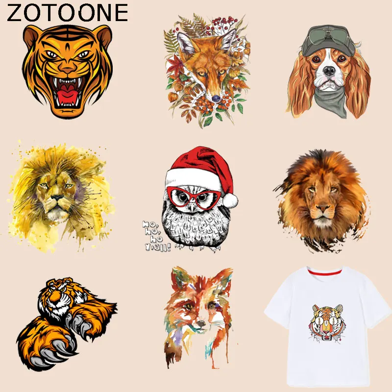 ZOTOONE нашивка со львом Животное Собака Сова наклейки с тигром железные нашивки для