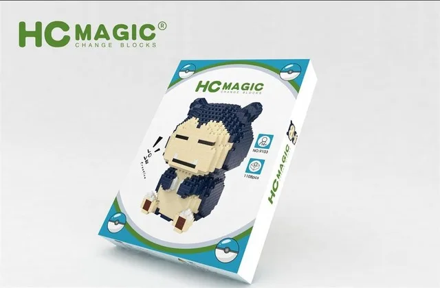 Мини Строительные блоки игрушки Аниме Мультфильм Образовательные Подарки HC волшебный алмаз микро кирпичи Charmander eeve Bulbasaur Mewtwo игрушка - Цвет: 9103Snorlax withbox
