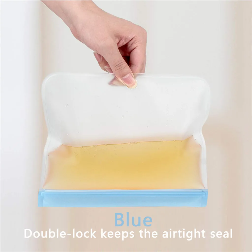 5PCS Reusable Storage Bags Food Grade PEVA Ziplock Bags Leakproof and Fresh Food Storage Organizer Bag M50
