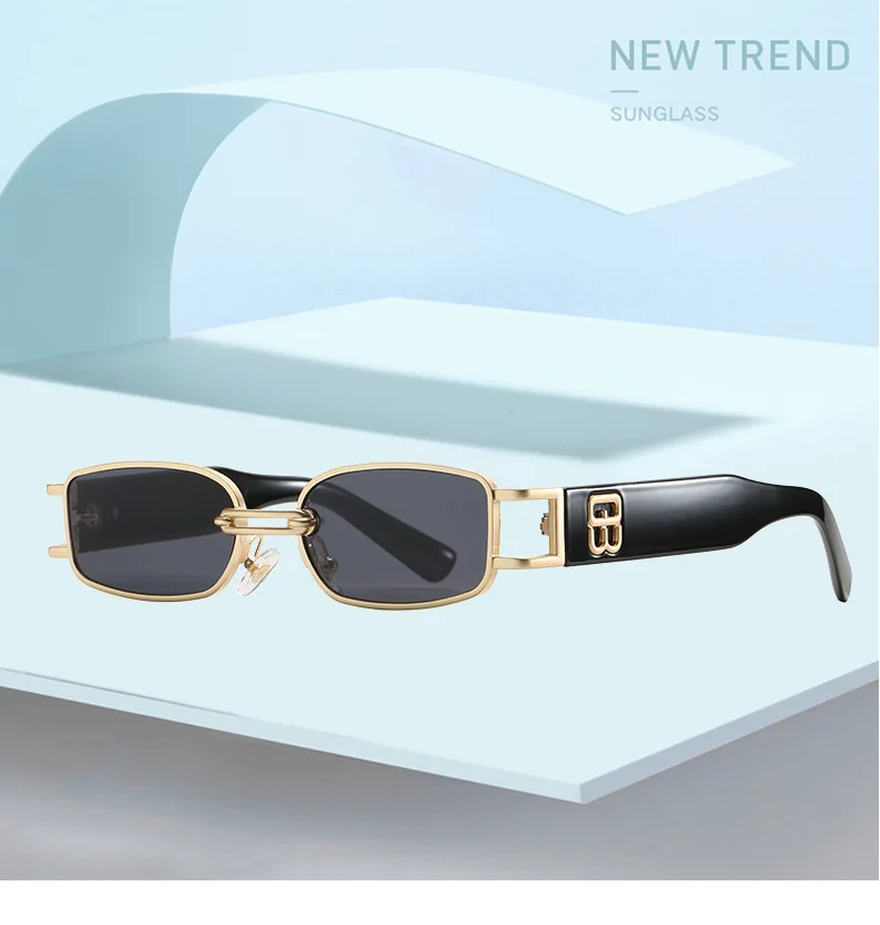 

Metal Square Sunglasses Women Brand Designer Luxury Sun Glasses Female Big Frame Ocean Lens Mirror Vintage Oculos De Sol