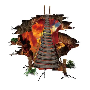 

New 3D Vivid Lava Drawbridge Floor Wall Sticker Home Decor DIY Wall Decals Home Party Living Room Bedroom Decor Party