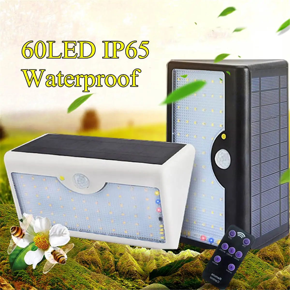 

Solar Street Light Solar Powered PIR Motion Sensor LED Outdoor Garden Wall Lamp with Remote Controller for Villas Garden Yard