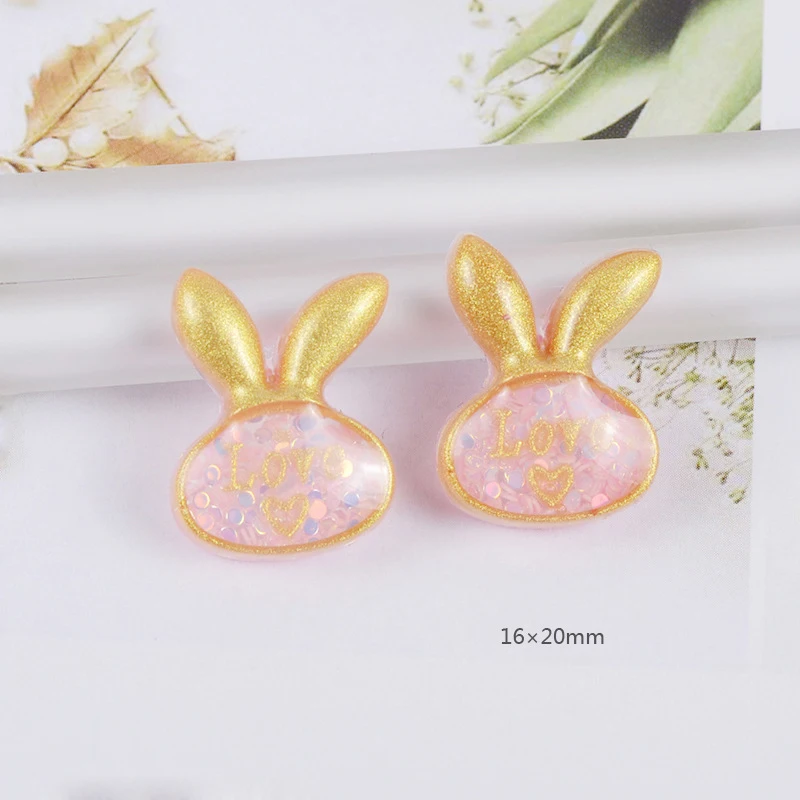 Resin Rabbit 10-50 шт Золотой Край блеск фрукты/Сердце плоское заднее плоское украшение из смолы DIY ремесло поставки дети головные уборы аксессуары для волос телефон патч - Цвет: Resin Rabbit