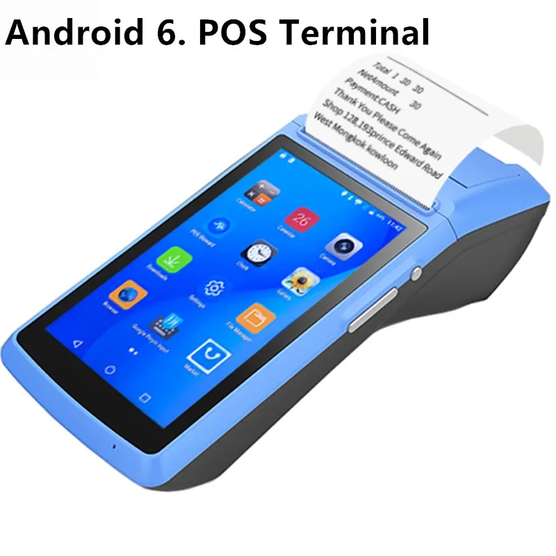 ^Cheap 5 inch Touch screen POS machine and 58mm receipt printer Android 6.0 handheld PDA all in one NFC POS terminal 3G Wifi Bluetooth