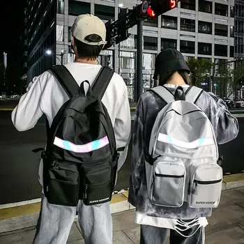 

Cool Couple Reflective Bright Backpack Multicolor Fashion Sports Backpack Travel Leisure Waterproof Bag Practical School Bag