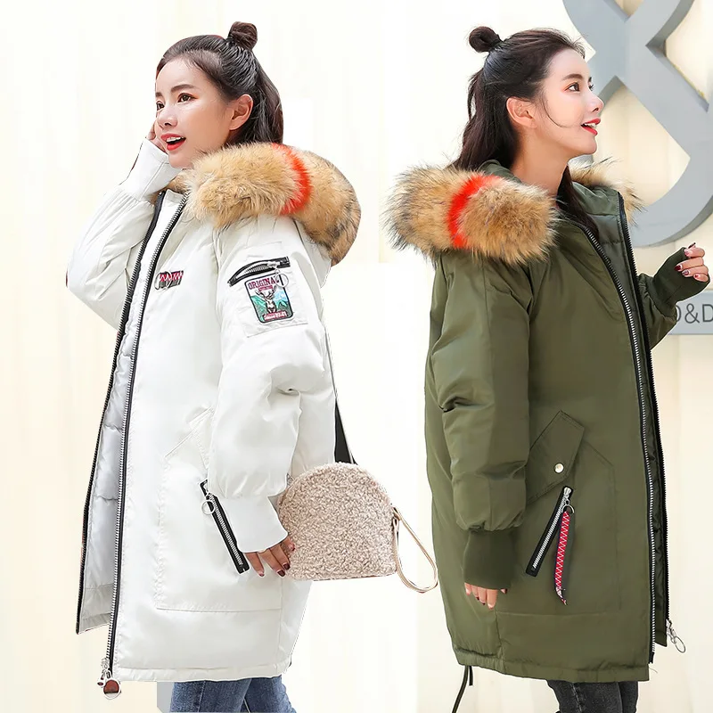 

Down Jacket Cotton-padded Clothes Mid-length Korean-style 2018 Winter Loose-Fit Cotton-padded Clothes WOMEN'S Coat Embroidered L