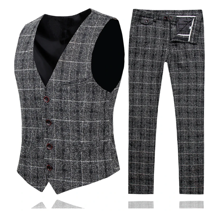 Spring and Autumn Men Suit Pant Vest Slim Design Business Mens Dress 2Piece Set Asia Size S M L XL XXL XXXL 4XL 5XL | Мужская одежда