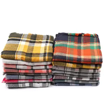 

2020 knitted spring winter women scarf plaid warm cashmere scarves shawls luxury brand neck bandana lady wrap 140x140cm Square