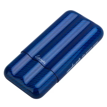 

LUBINSKI Noble Humidor Carbon Fiber Gloss Cigar Case 3 Tubes Tobacco Pocket Portable Cigars Travel Humidors With Gift Box