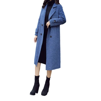 

Outwear Women Coat Lapel Casual Single Breasted Daily With Pocket Solid Color Winter Elegant Artificial Wool Long Sleeve Fashion