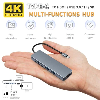 

Type c to hdmi hub adapter Multi USB 3.0 USB C HUB Dock for MacBook Pro Windows Linux PC USB3.0 4K HD Type-C HUB SD TF Card