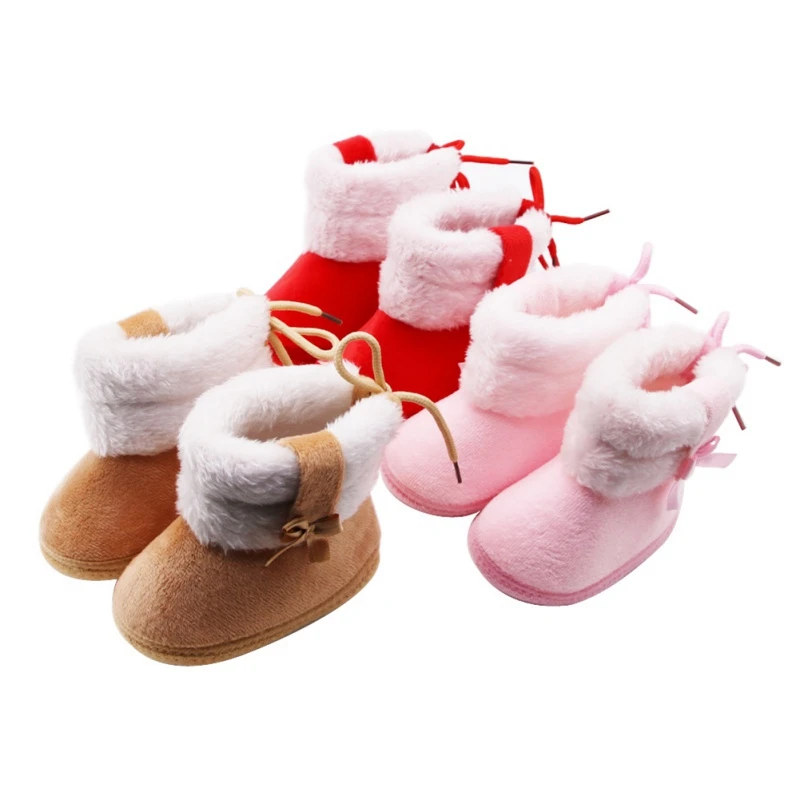 Infant Newborn Baby Boy Girl Winter Fur Snow Boots Winter Toddler Bow Tie Warm Shoes Mid-tube Booties Little Kids Shoes baby shoes,baby boots,winter snow boots