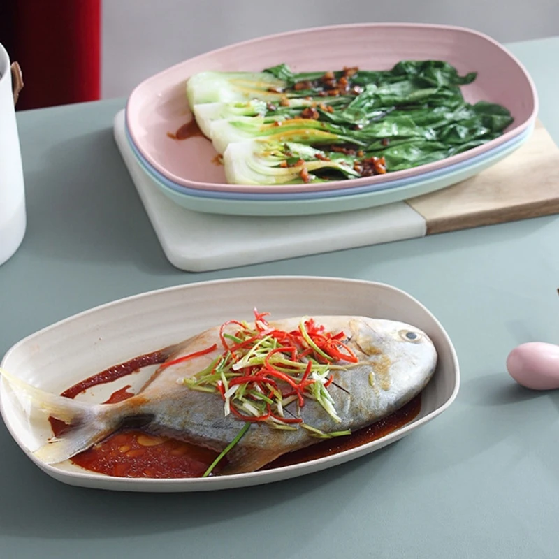 ABZS 4-Piece Fish Platter Wheat Straw Shatterproof Plate Family Restaurant Kitchen Food | Дом и сад
