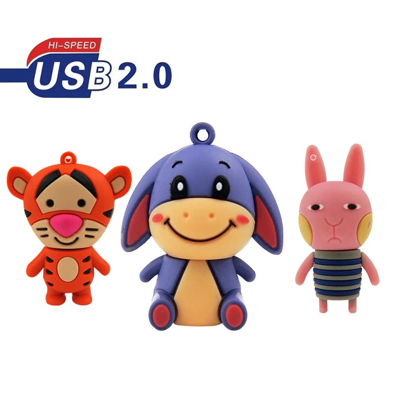 Hot Sale 128MB 32GB 64GB Mini Pendrive animado Cute Tigger USB Flash Drive Memory Stick Good Gifts Storage Disk free shipping | Компьютеры