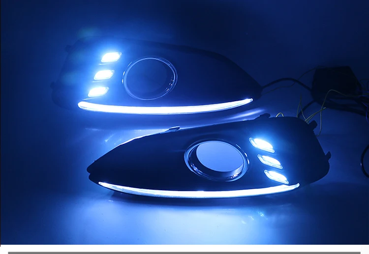 Qirun led drl дневные ходовые огни для Chevrolet Malibu с движущимися желтыми поворотниками и синий Ночной свет для бега