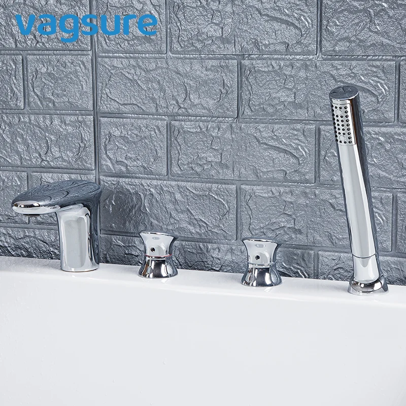 see photo Chromed Brass Waterfall Massage Bathtub Faucet Tap With Hand Shower Waterfall Inlet Bathroom Hot&Cold Water Shower Mixer Tap - Цвет: see photo