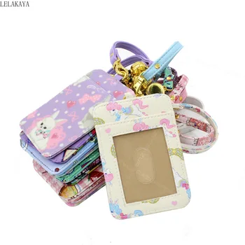 

Cartoon Unicorn Action Figure Printed PU Work and Bank Credit Card & ID Badge Cover Case Holders with Lanyard Gifts Accessories