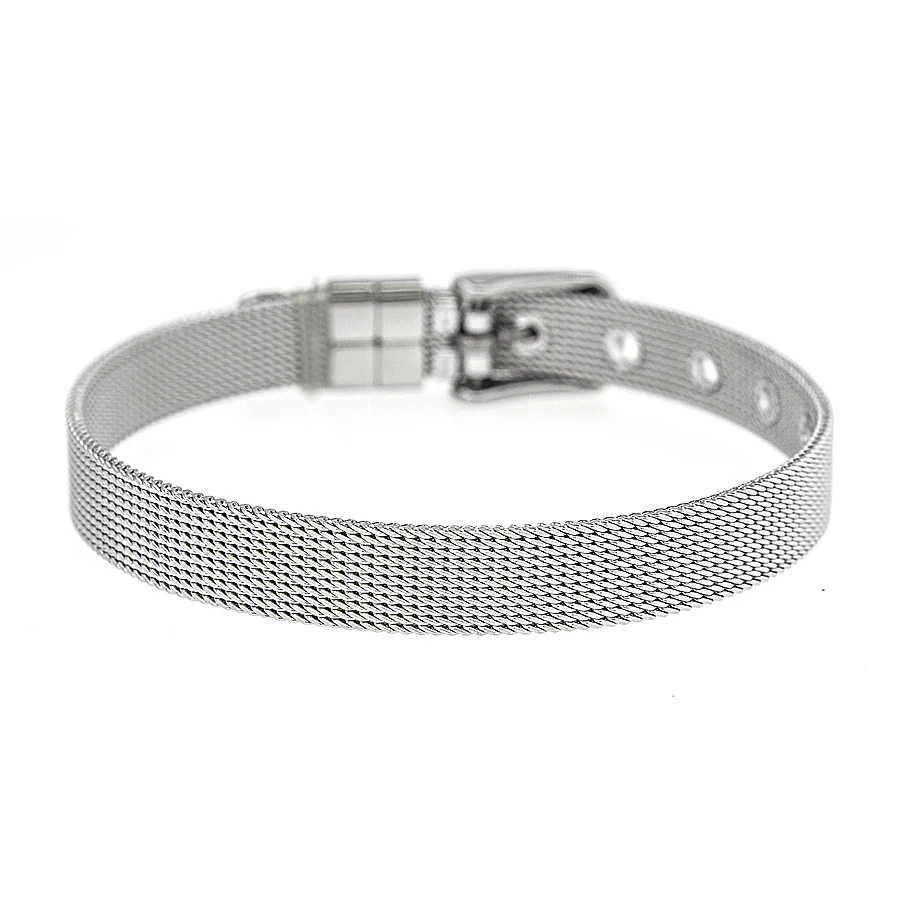 

1pc 8mm 316L Stainless Steel Bracelet Wristband Silver Color Fit For 8mm Slide Charms Slide Letters Women Men Christmas Gifts