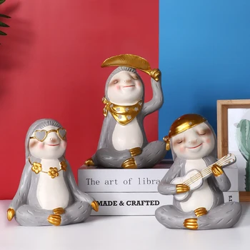 

YOGA GUITAR SLOTH ART SCULPTURE ABSTRACT ANIMAL STATUE CUTE SLOTH FIGURINE RESIN CRAFTS HOME DECORATION BRITBDAY GIFT R4916