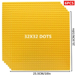 Classic Building Blocks Baseplate Set for Kids - 6 Piece Collection (32X32 Light Yellow)
