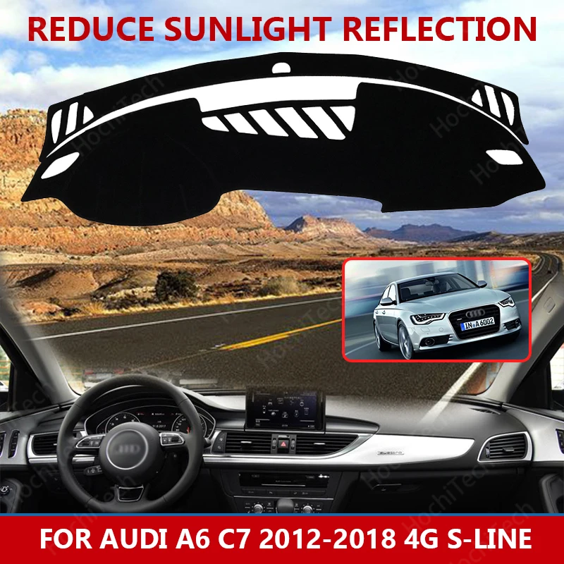 

Car styling Suede Dashmat Dashboard custom Cover Pad Dash Mat Carpet for Audi A6 C7 2012-2018 4G S-line