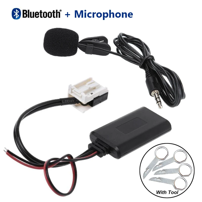 Car Radio AUX Adapter Bluetooth MP3 Aux In + Tool & Microphone For