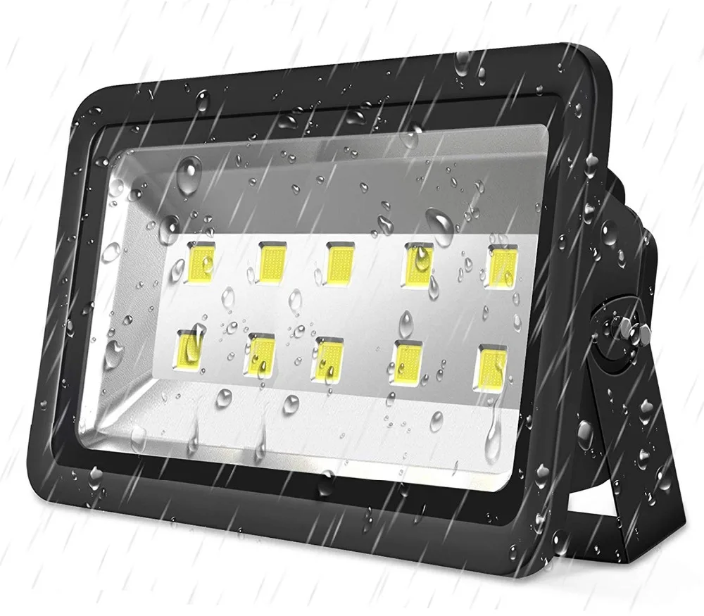Black 500W Outdoor LED Flood Light, Super Bright 50000lm, Daylight White 6000K, Waterpoof IP65, 50,000hrs Lifetime, All Weather