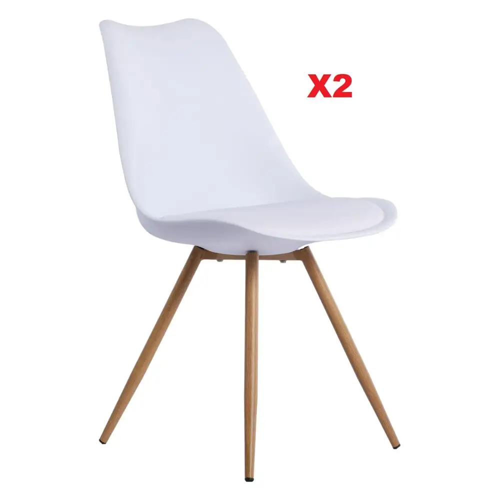 

Dining Chairs Modern Set of 2 PU Padded Seat Metal Legs for Kitchen Lunchroom Office Study Restaurant Living Balcony Salon