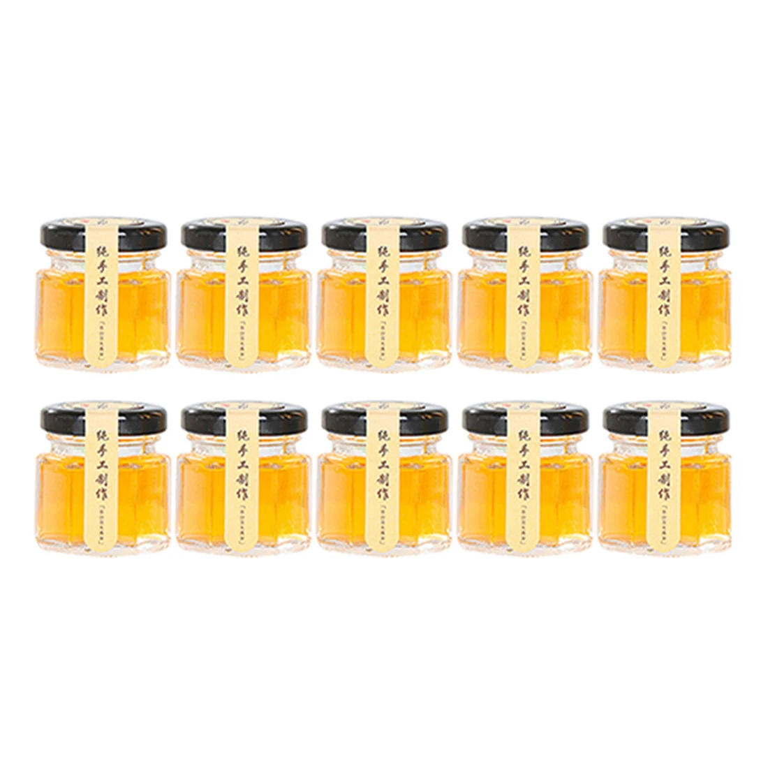 

10Pcs 5.1 X 4.8cm 45ml Hexagon Glass Jar Spice Jar Crafts Canning Jar For Jam Honey Jelly Kitchen Storage Bottle - Transparent