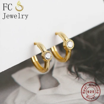 

FC Jewelry 925 Sterling Silver Round Circle Zirconia Ring Shape Piercing Stud Earring For Women Accessories Brincos 2020 Fashion