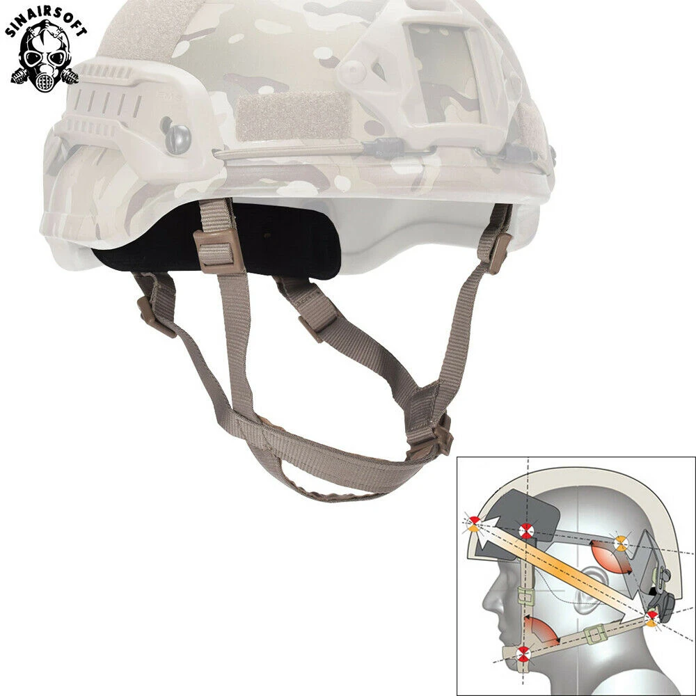 Mich Helm Retention System H-Nacken RIEMEN & Helm Taktische Schutz Pads 
