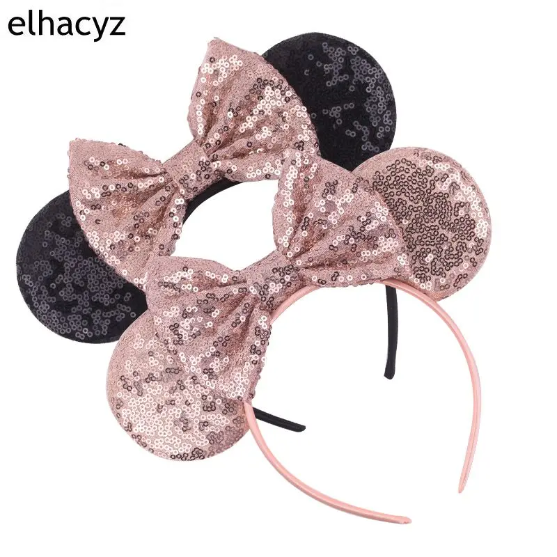 

2020 NEW Girl 5'' Sequin Bow 3.3'' Mini Mouse Hairband Festival Headband Woman DIY Boutique Party Gift Headwear Hair Accessories